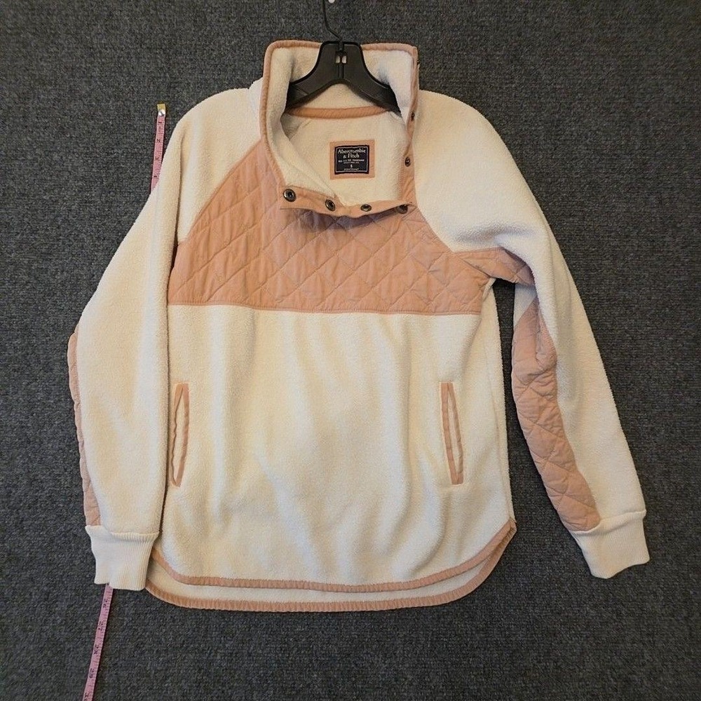 Abercrombie & Fitch Sweater Womens Small White Fleece Quilted Mock Neck Pullover